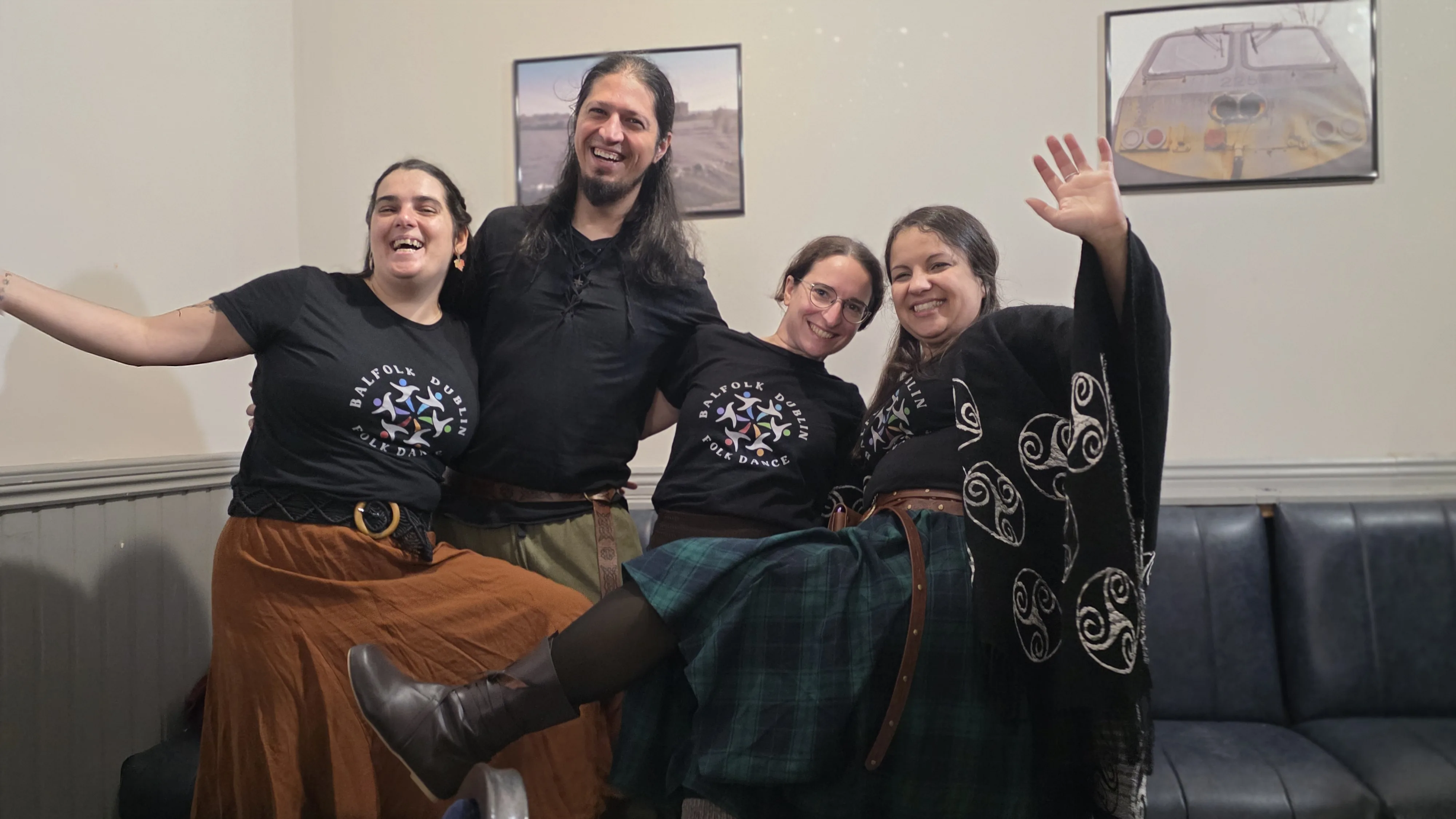 Cristina, Archer, Myriam and Gisele — Balfolk Dublin instructors